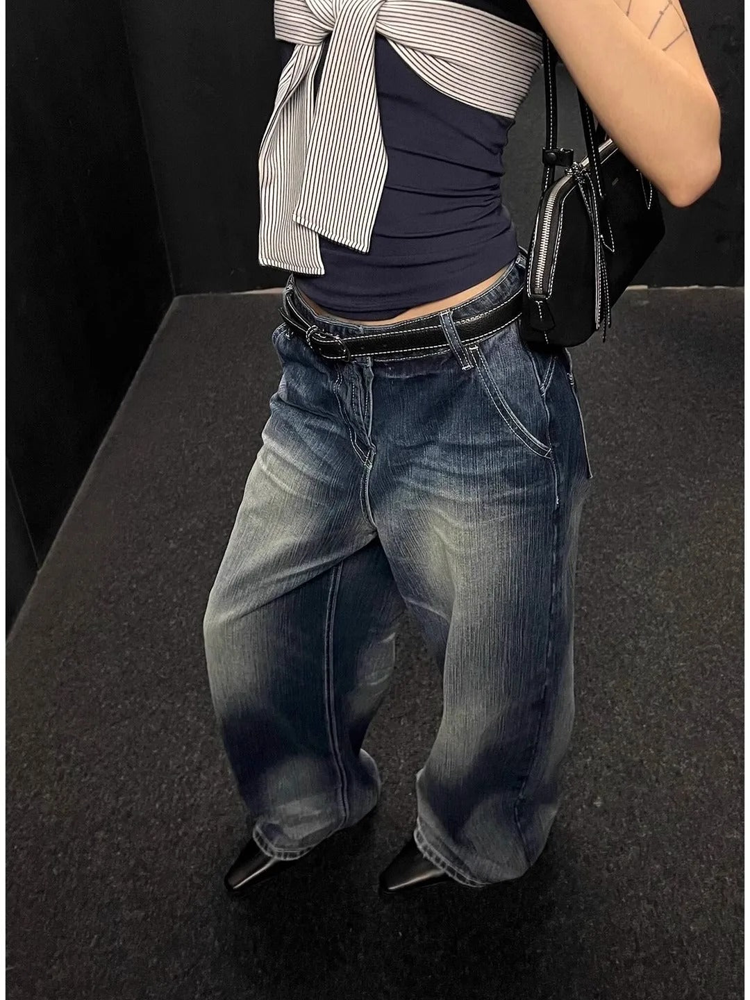 Vintage Wide-Leg Jeans Women's Loose-Fit High-Waisted Slimming Casual Straight-Leg Long Pants
