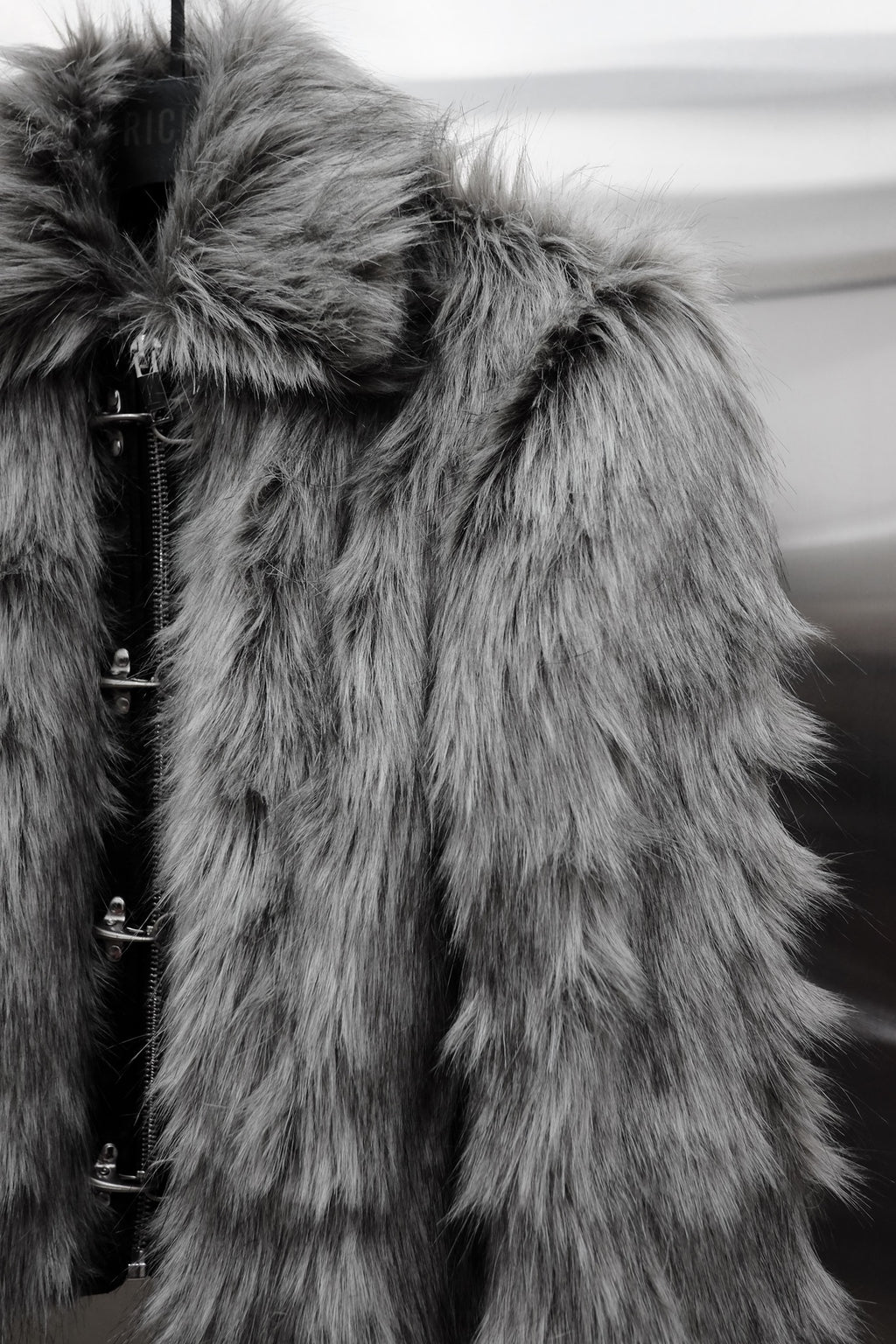 Gray Faux Fur Crop Jacket