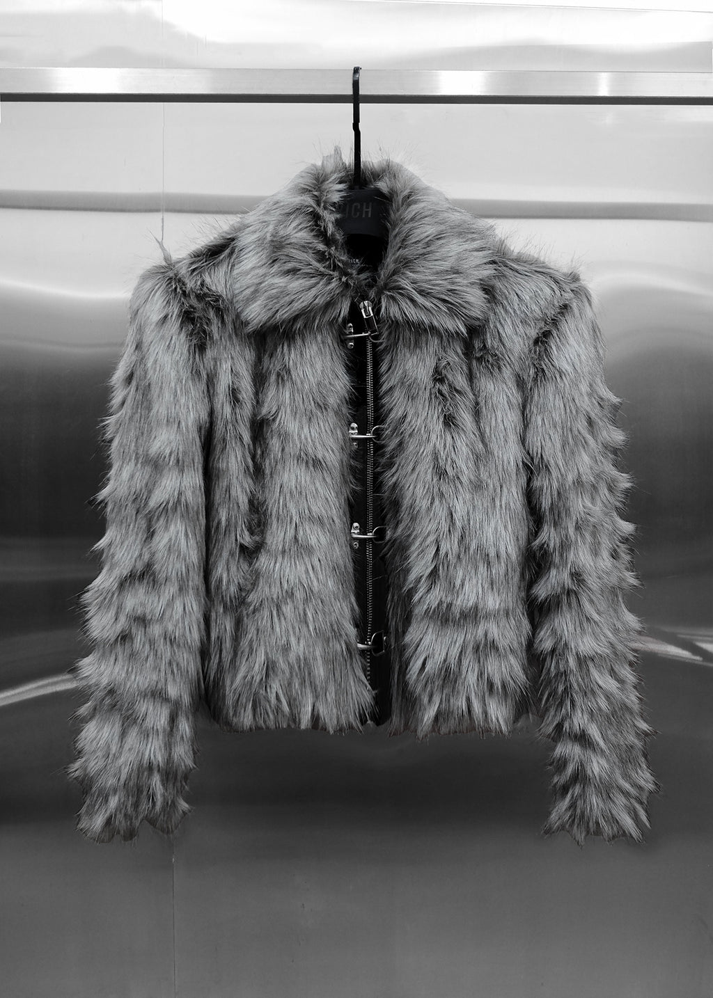 Gray Faux Fur Crop Jacket