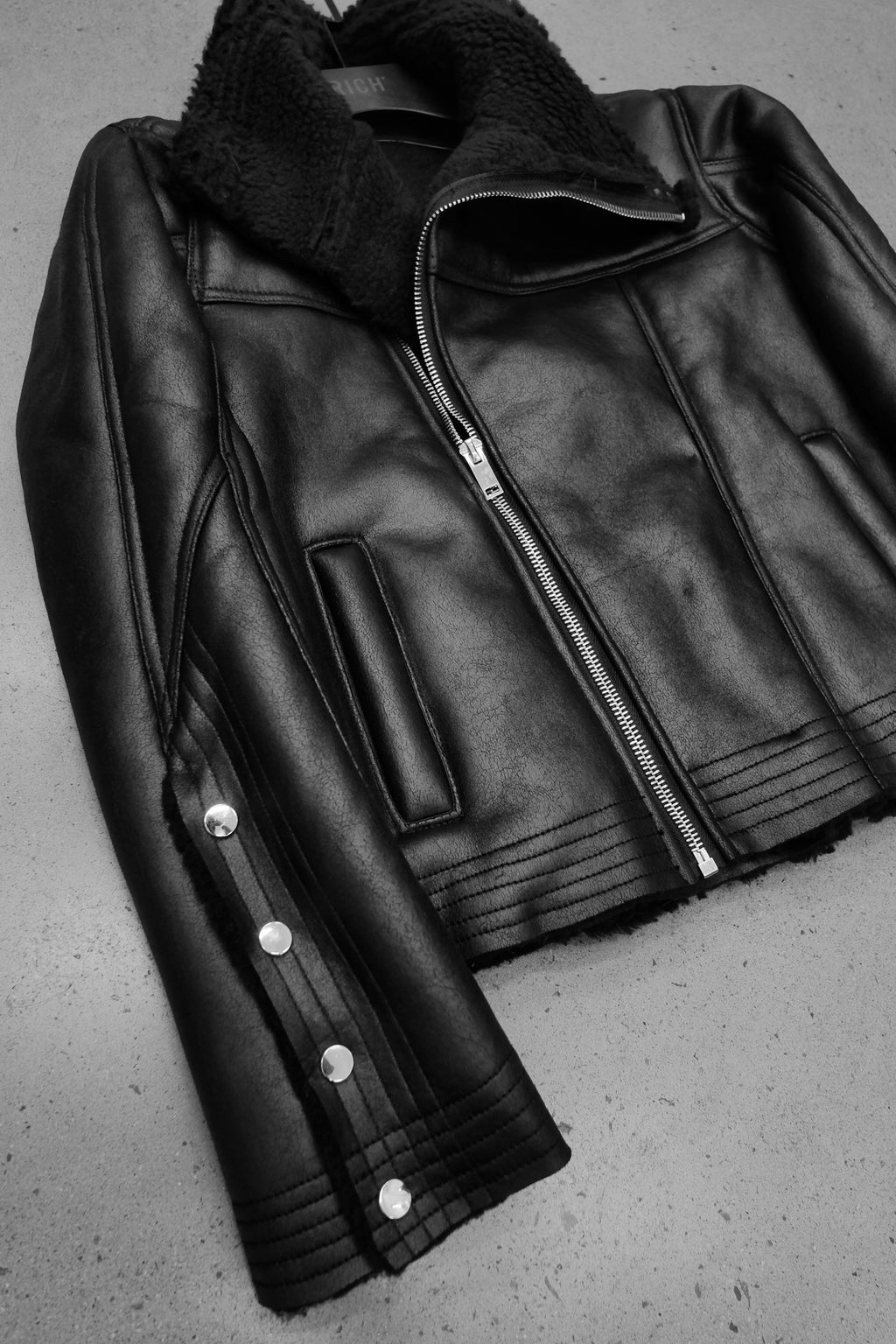 Black Shearling Leather Jacket