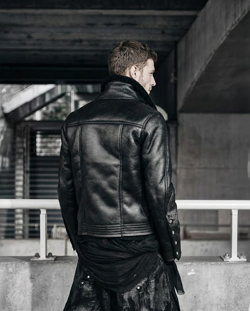 Black Shearling Leather Jacket