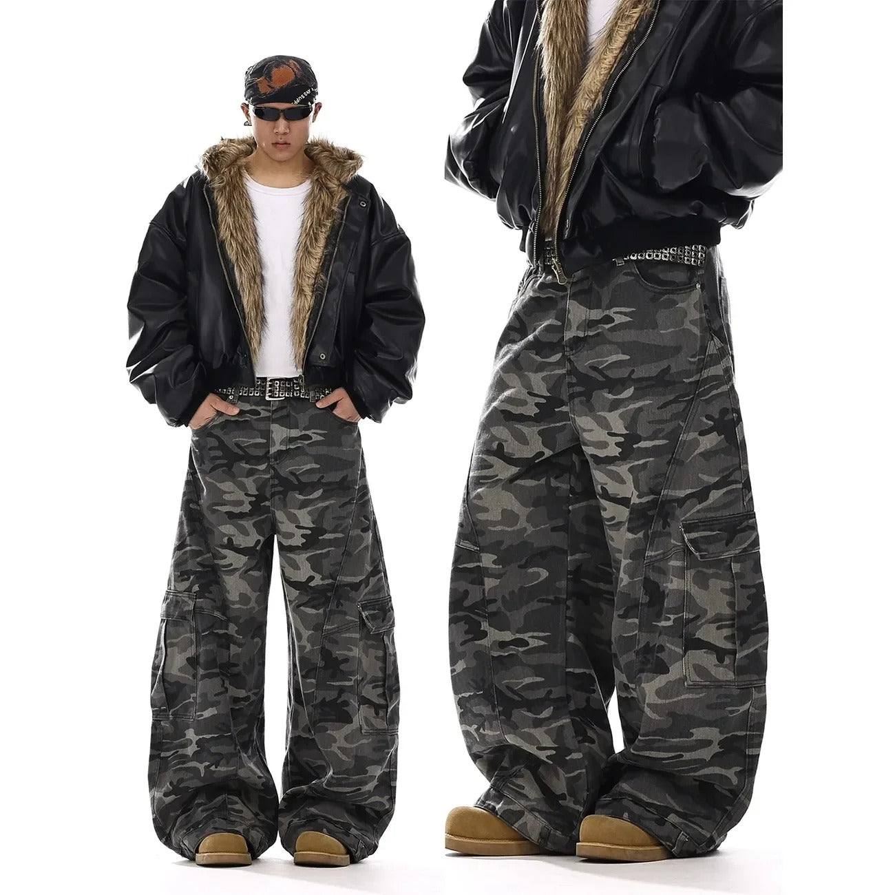 Camouflage Curved Knife Jeans Gothic Streetwear Sweatpants Graphic Baggy Casual Pants American Vintage Mens Jeans