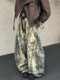 American Street Destruction Style Embroidered Denim Pants Oversized Retro Wash Personality Fashion Loose Casual Wide Leg