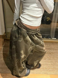 Army Green Camouflage Loose Sweatpants Stylish Street Straight Leg Sweatpants Harajuku Style Hip Hop Pants Streetwear