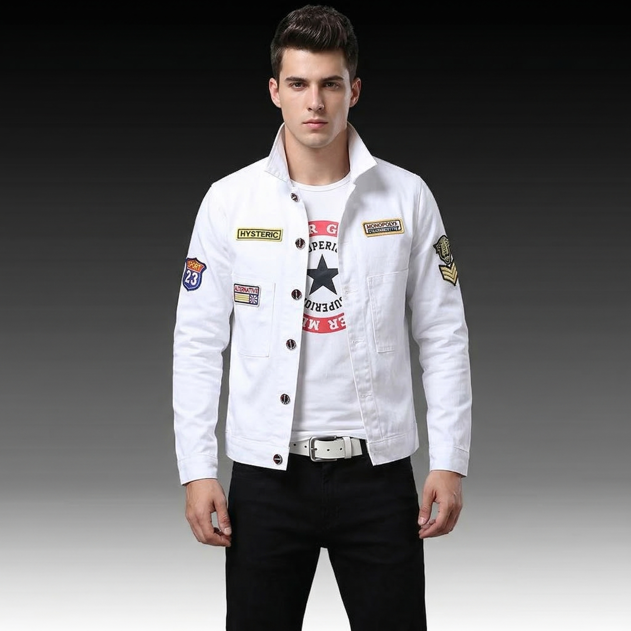 Men’s Denim Jacket & Jeans Set – Slim Fit Two Piece Outfit, Single Breasted Coat & Trousers, Casual Spring Autumn Streetwear