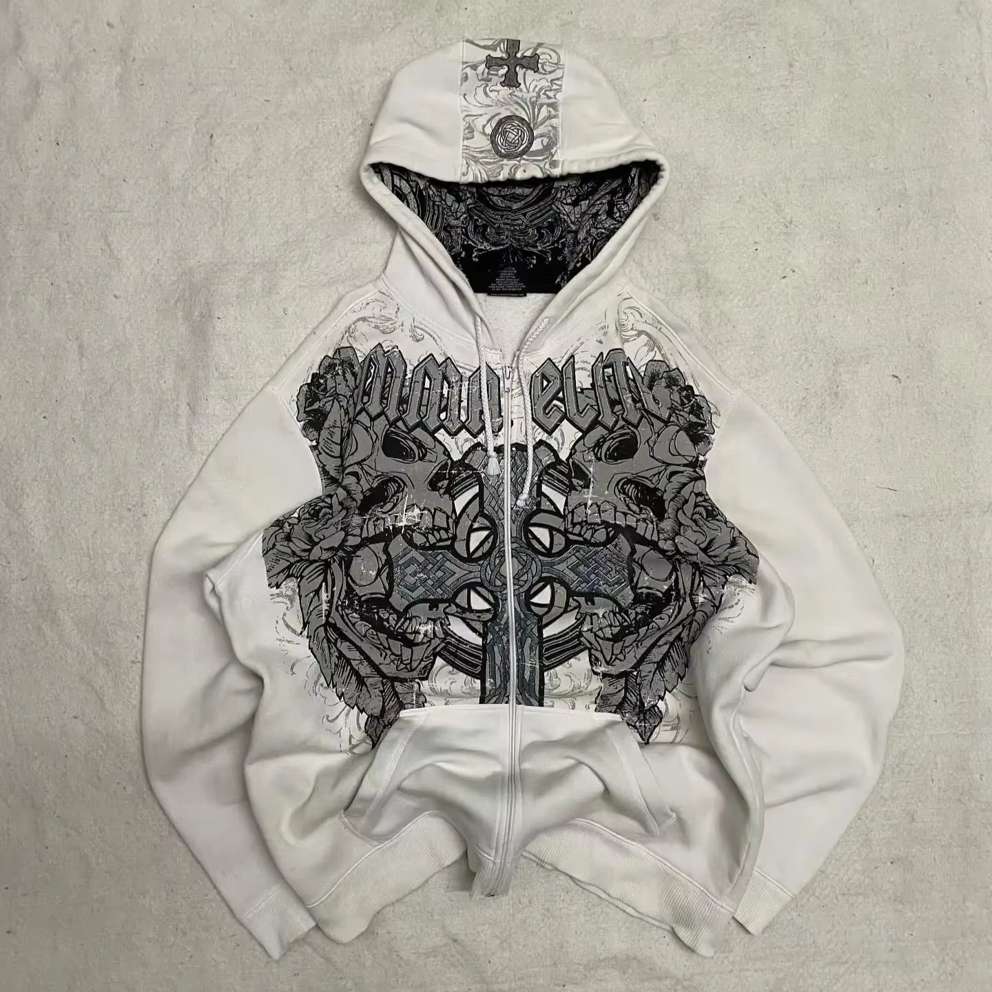 American New Hip Hop Trend Zipper Hoodie Women Street Casual Loose Joker Vintage Sweatshirt Unisex Fleece Padded Warm Hoodie