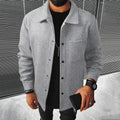 Polyester Brushed Short Jacket for Men, Lapel Button-Down Pocket Coat, Comfortable Casual Autumn Winter Office Business Wear