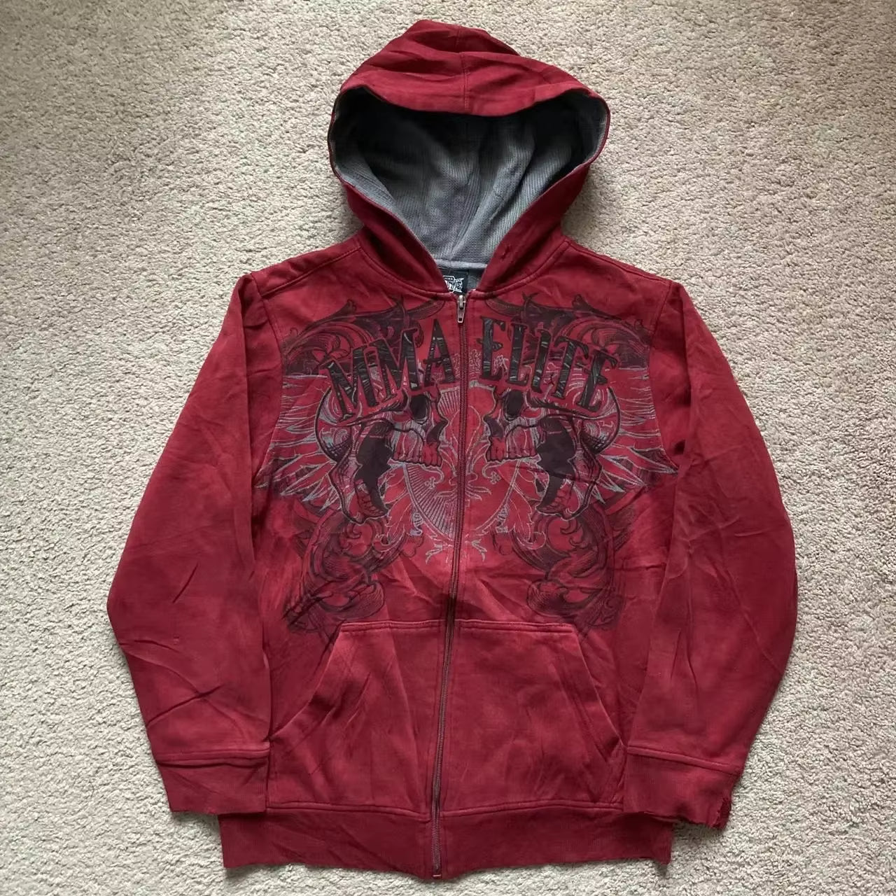 Street New Fashion Oversized Skull Print Sweater Hoodie Men Harajuku Vintage Hip Hop Popular Casual Sports Hooded Sweater
