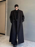 Mauroicardi Spring Autumn Extra Long Black Oversized Flowy Soft Trench Coat for Men with Back High Slit Loose Casual Overcoat