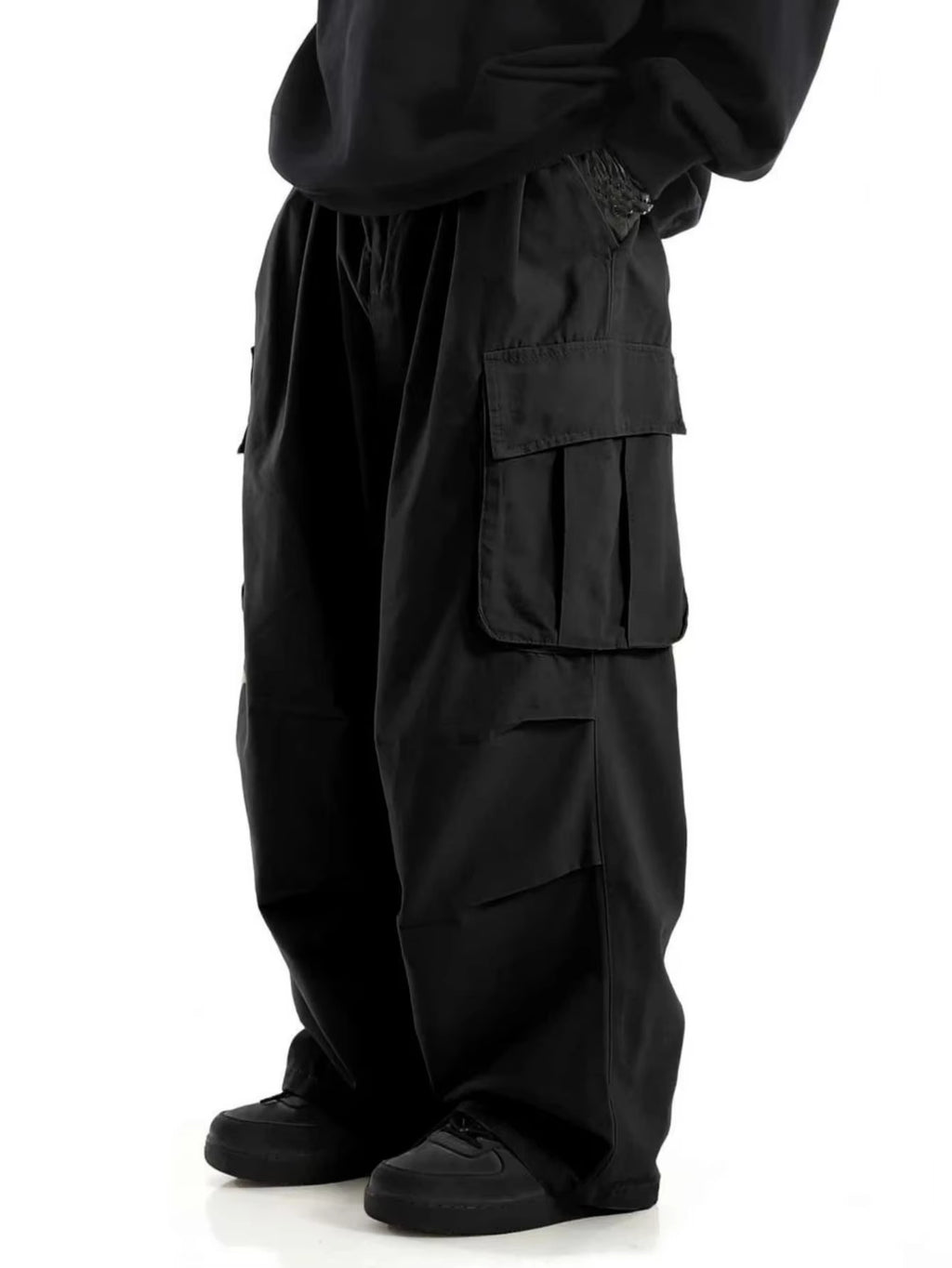 plus Size Men's Workwear Wide Leg Pants Loose Street Style Trendy Cargo Trousers