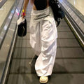 MEXZT White Cargo Pants Women Streetwear Embroidery Baggy Sweatpants Harajuku Wide Leg Joggers Summer Oversized Trousers New
