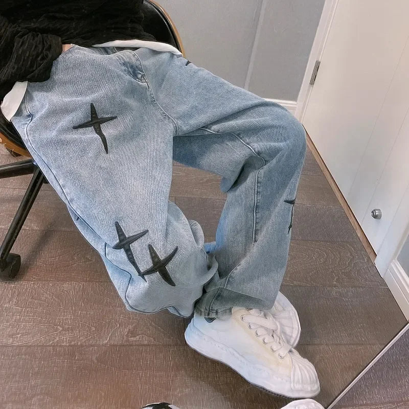 Jeans Men Wide Leg Cargo Pants Streetwear Baggy Men Korean Fashion Loose Straight Male Clothing Hip Hop Style Male Trousers