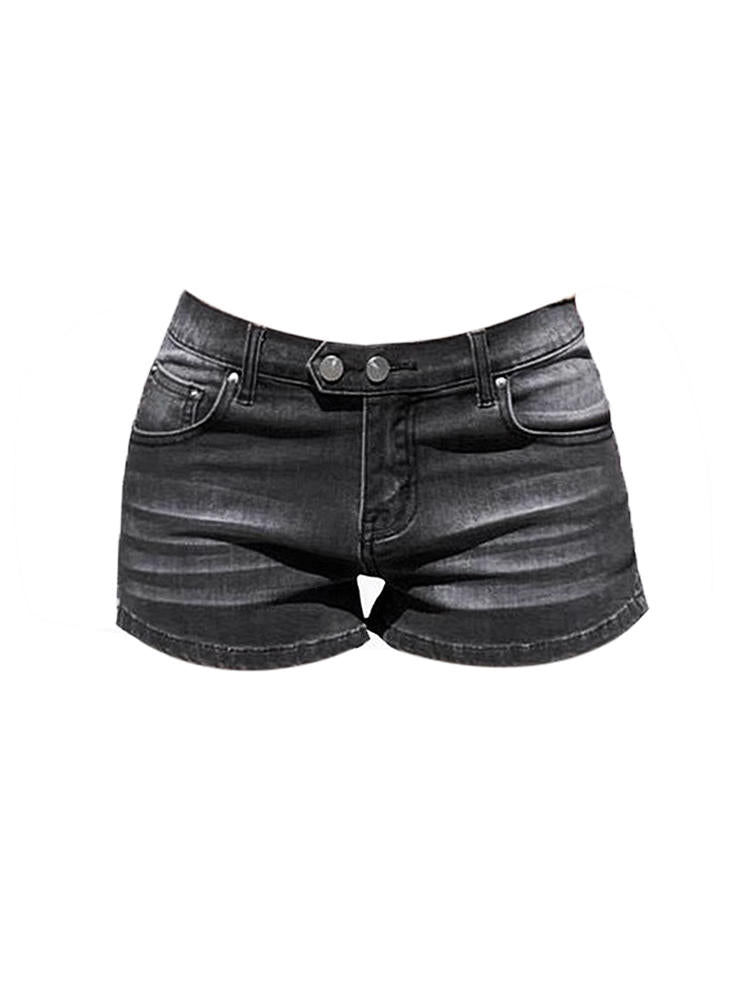 Women's Grey Denim Shorts Low Waist Mini Jeans Shorts 2000s Vintage 90s Emo Cowboy Short Pants Harajuku Clothes Summer 2026