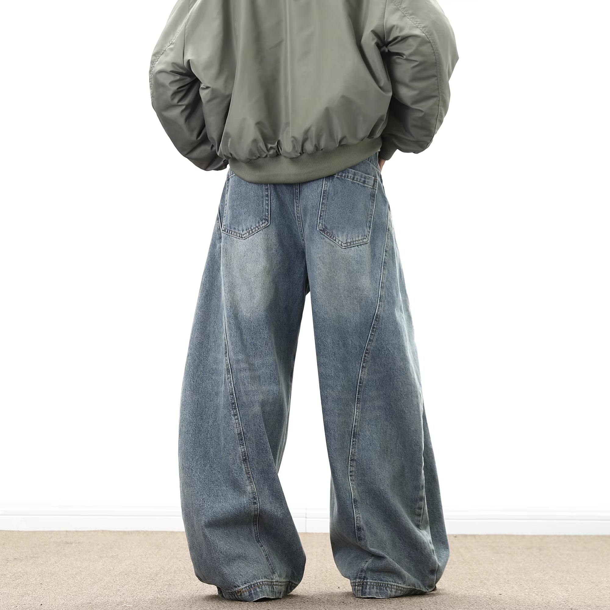 Wide Leg Denim Pants Male Loose Cowboy Mopping Trousers baggy Men's Jeans Fashion Handsome Washed Streetwear Casual