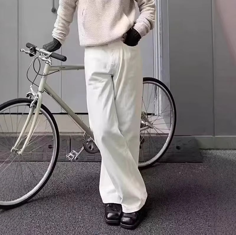 IEFB Men's Jeasn New Summer American Style Straight Leg Wide Leg Solid Color Simple Folding Male Casual Trousers 2026 9W2196