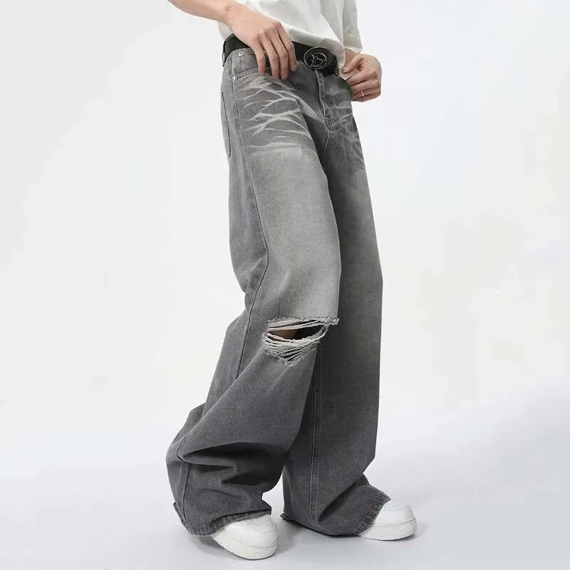 IEFB Summer Men's Wear New Jeans Straight Wide Leg Denim Pants Casual Loose Contrast Color Male Bottoms Clothing 2026 9C5977