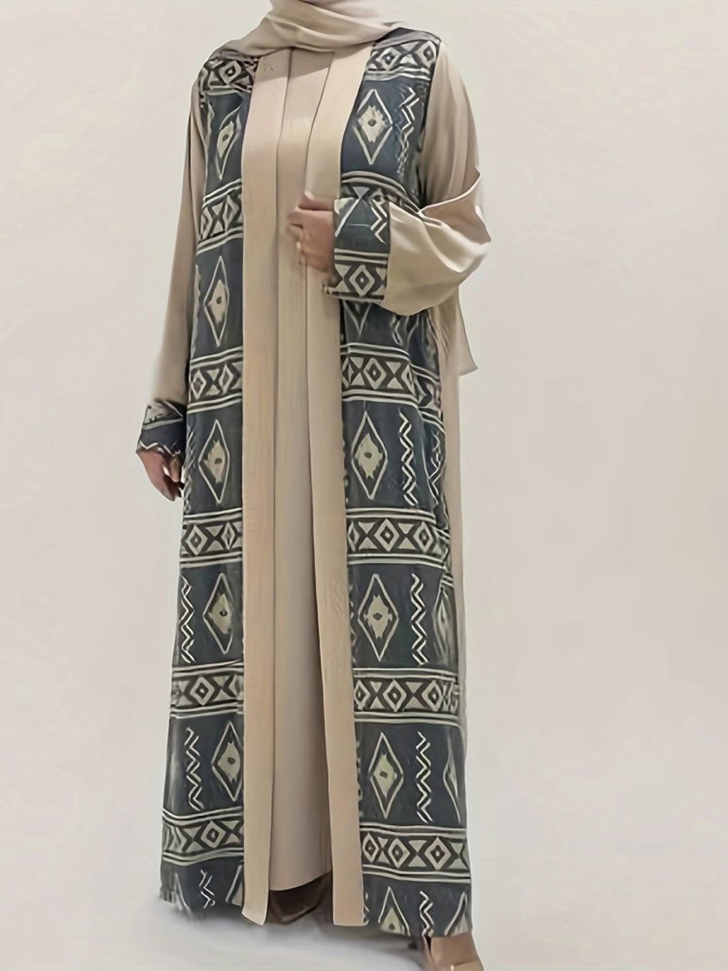 Elegant Floral Embroidered Abaya Maxi Dress with Belt and Flared Sleeves for Women - Stylish Middle Eastern Ramadan Outfit