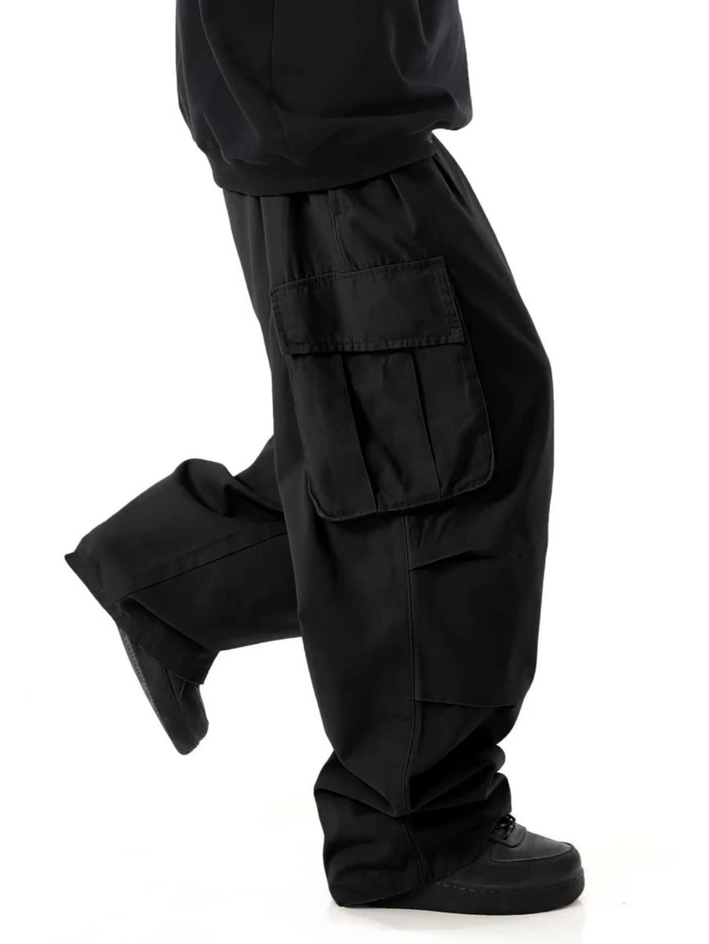 plus Size Men's Workwear Wide Leg Pants Loose Street Style Trendy Cargo Trousers