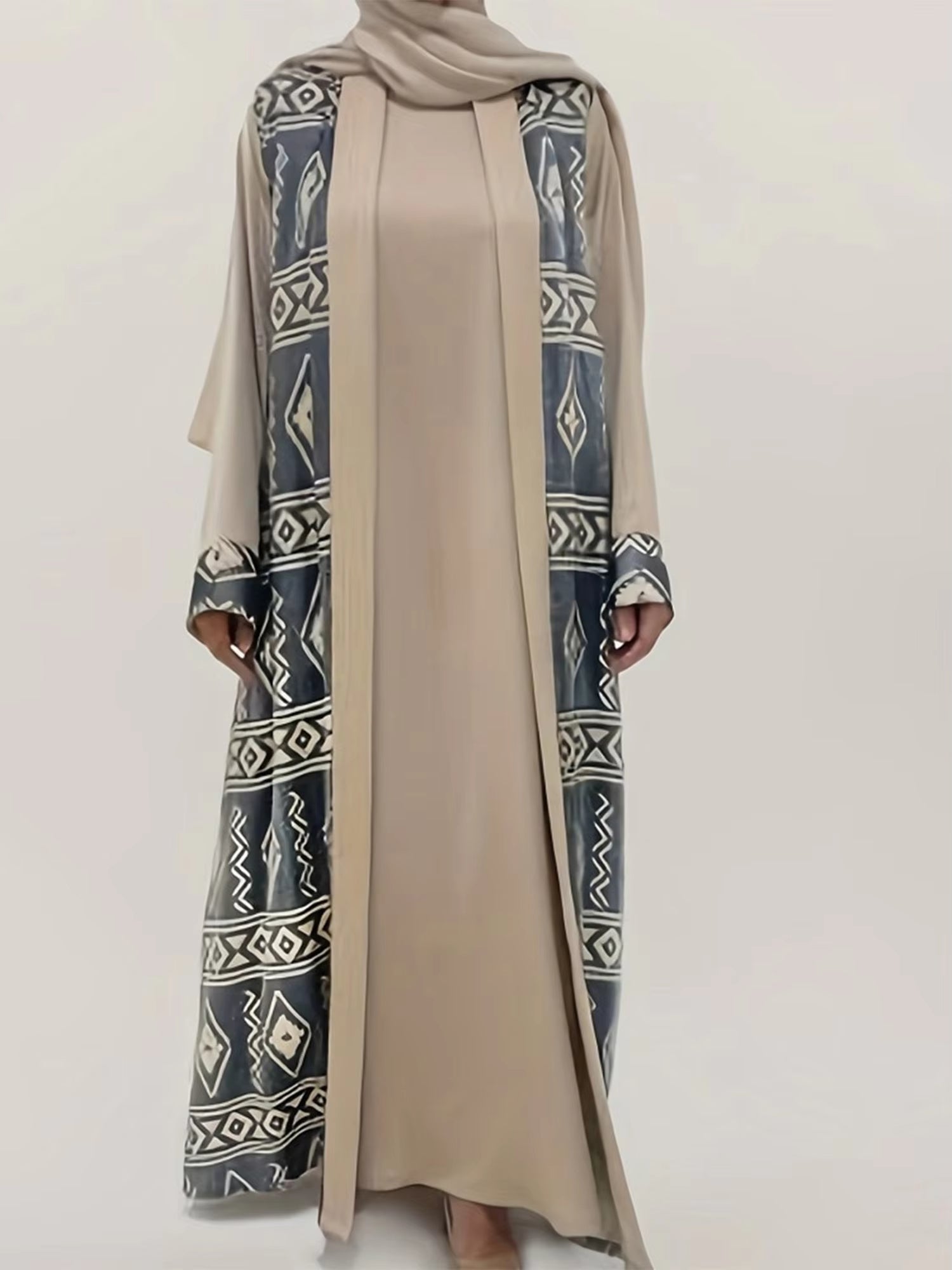 Elegant Floral Embroidered Abaya Maxi Dress with Belt and Flared Sleeves for Women - Stylish Middle Eastern Ramadan Outfit