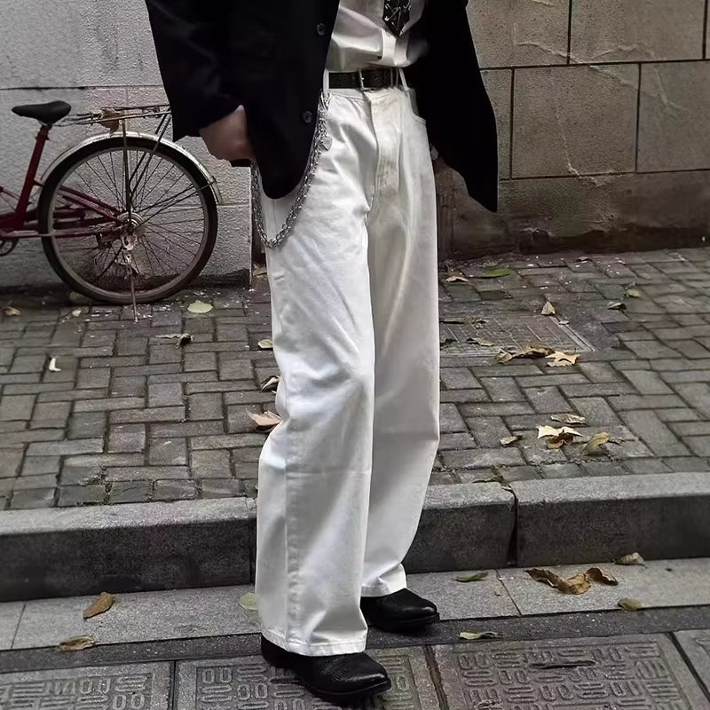 IEFB Men's Jeasn New Summer American Style Straight Leg Wide Leg Solid Color Simple Folding Male Casual Trousers 2026 9W2196