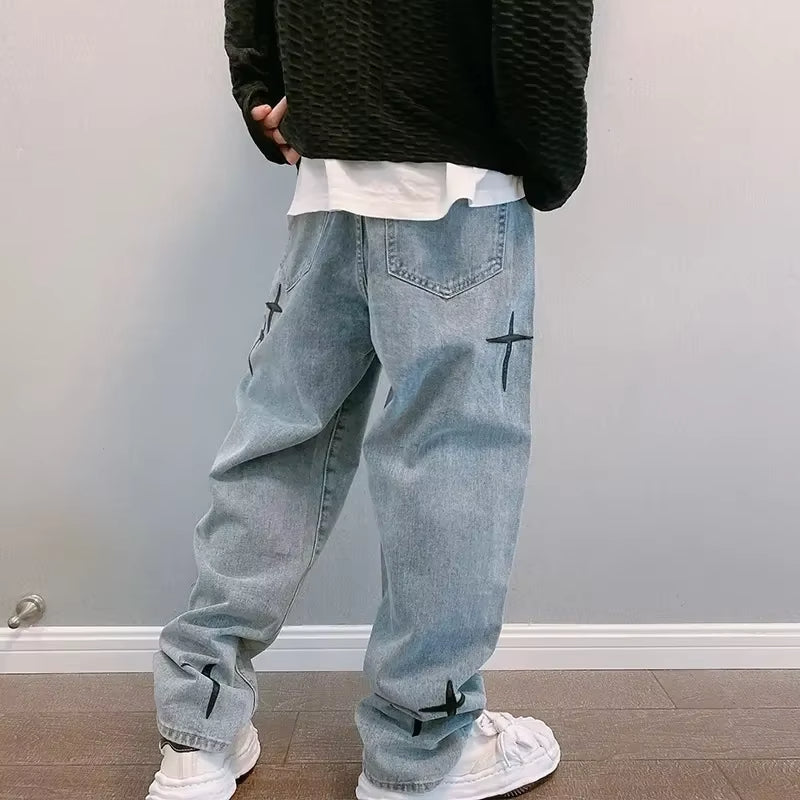 Jeans Men Wide Leg Cargo Pants Streetwear Baggy Men Korean Fashion Loose Straight Male Clothing Hip Hop Style Male Trousers