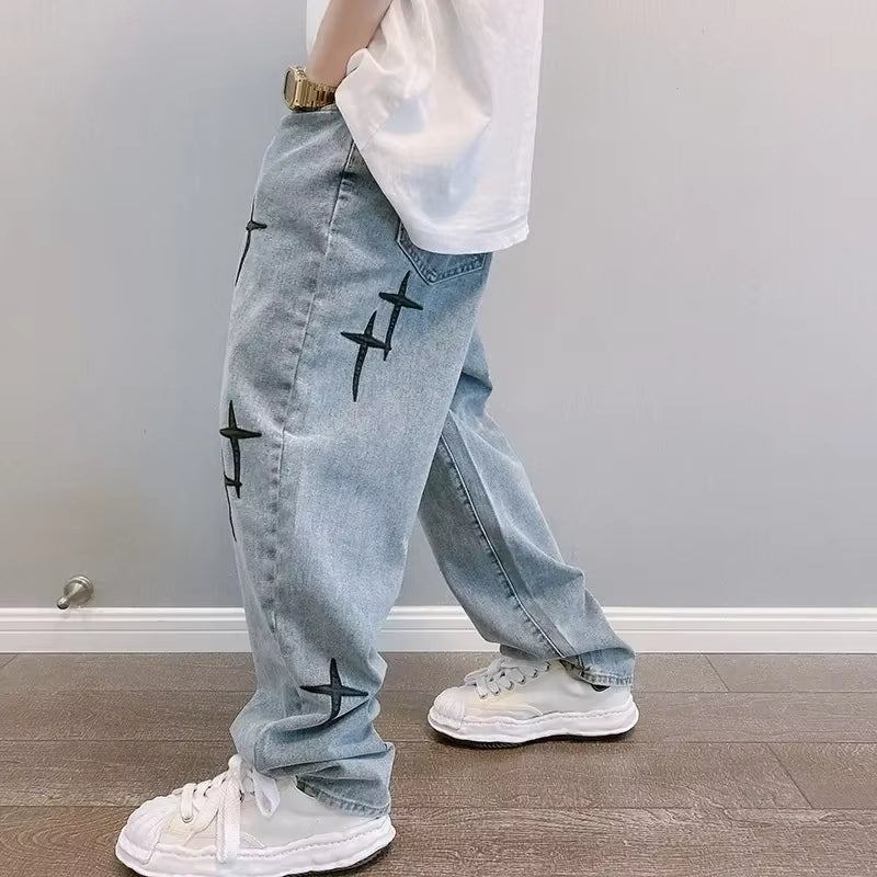Jeans Men Wide Leg Cargo Pants Streetwear Baggy Men Korean Fashion Loose Straight Male Clothing Hip Hop Style Male Trousers