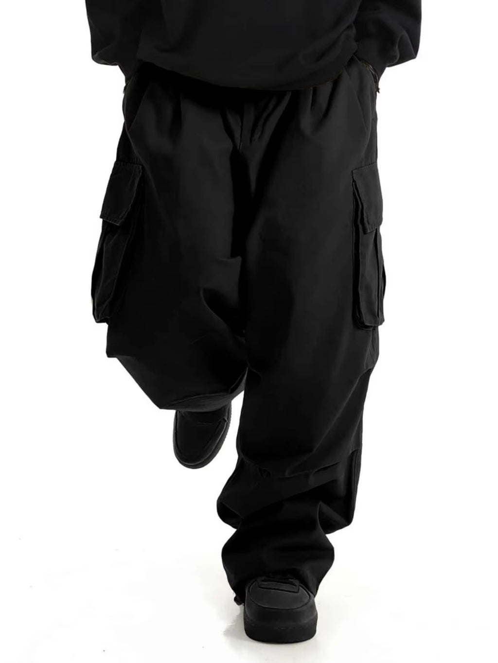 plus Size Men's Workwear Wide Leg Pants Loose Street Style Trendy Cargo Trousers
