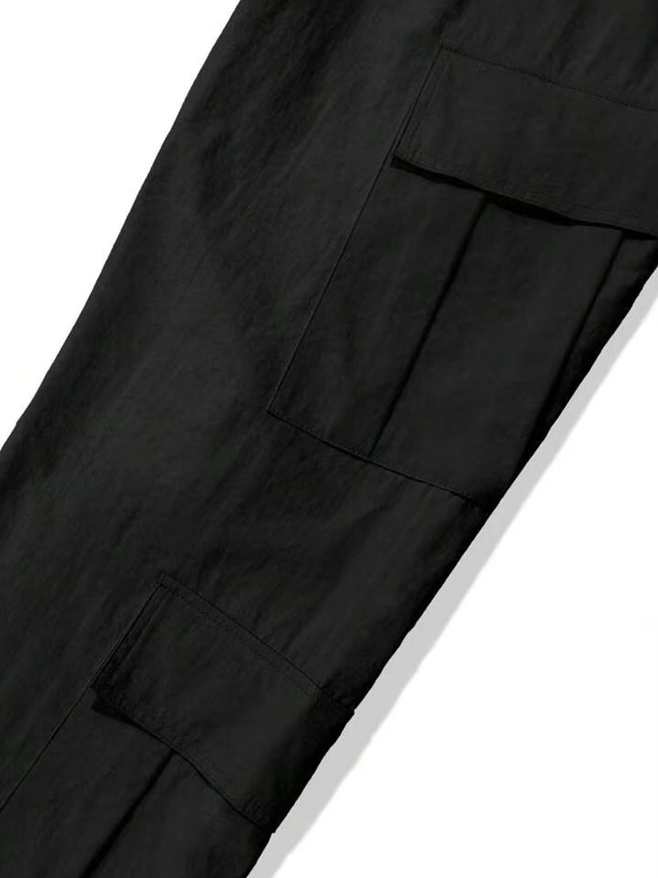 Men's Spring and Autumn Multi-Pocket Cargo Pants with Elastic Waistband and Drawstring Adjustment, Solid Color Multi-Pocket Long Pants Suitable for Outdoor Sports and Leisure