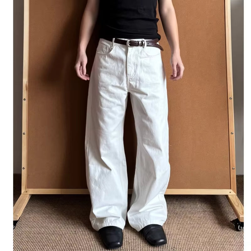 IEFB Men's Jeasn New Summer American Style Straight Leg Wide Leg Solid Color Simple Folding Male Casual Trousers 2026 9W2196