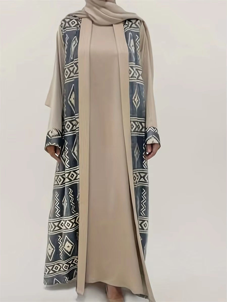 Elegant Floral Embroidered Abaya Maxi Dress with Belt and Flared Sleeves for Women - Stylish Middle Eastern Ramadan Outfit