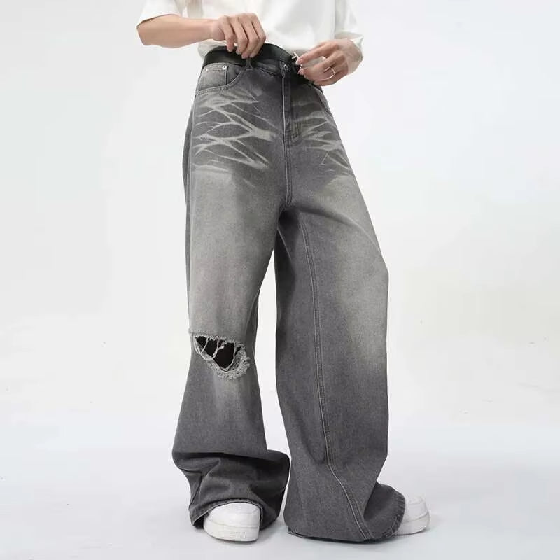 IEFB Summer Men's Wear New Jeans Straight Wide Leg Denim Pants Casual Loose Contrast Color Male Bottoms Clothing 2026 9C5977