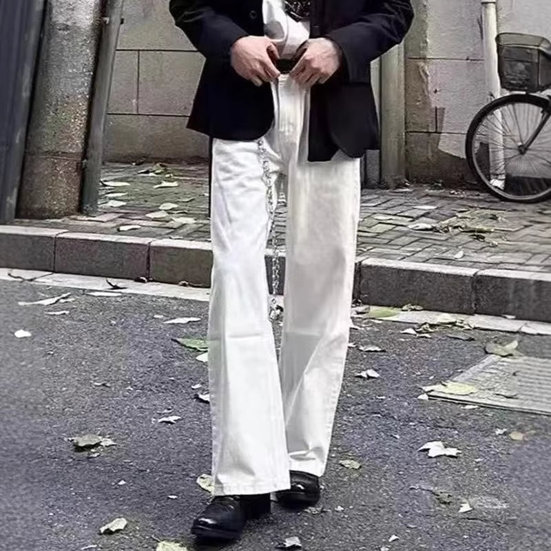 IEFB Men's Jeasn New Summer American Style Straight Leg Wide Leg Solid Color Simple Folding Male Casual Trousers 2026 9W2196