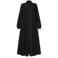 Elegant Black Abaya Dress – Stand Collar Long Sleeve Modest Maxi with Zipper Pocket, Loose Casual Islamic Wear