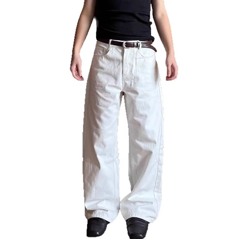 IEFB Men's Jeasn New Summer American Style Straight Leg Wide Leg Solid Color Simple Folding Male Casual Trousers 2026 9W2196
