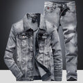 Men’s Slim Fit Denim Suit Set – Micro-Stretch Jacket & Jeans, Spring Autumn Streetwear Outfit