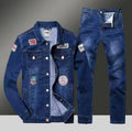 Men’s Loose Fit Denim Set – Korean Style Jacket & Jeans, Trendy Casual 2-Piece Streetwear Outfit