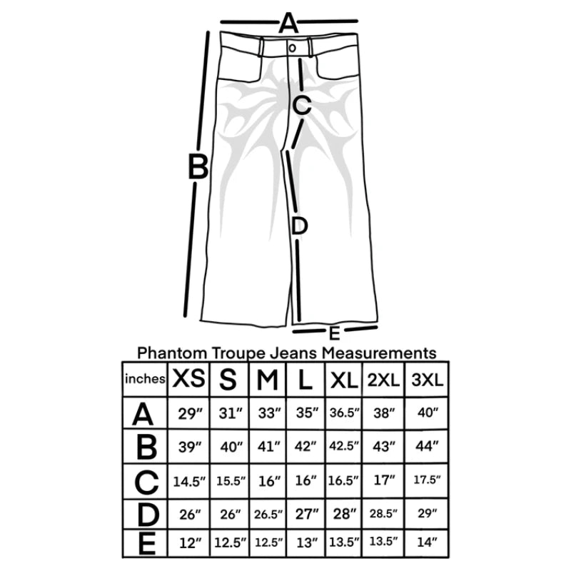 Gothic Retro Oversized Baggy Fit Unisex Mopping Pants Phantom Jeans High Street Spider Embroidered Patch Hip Hop Streetwear