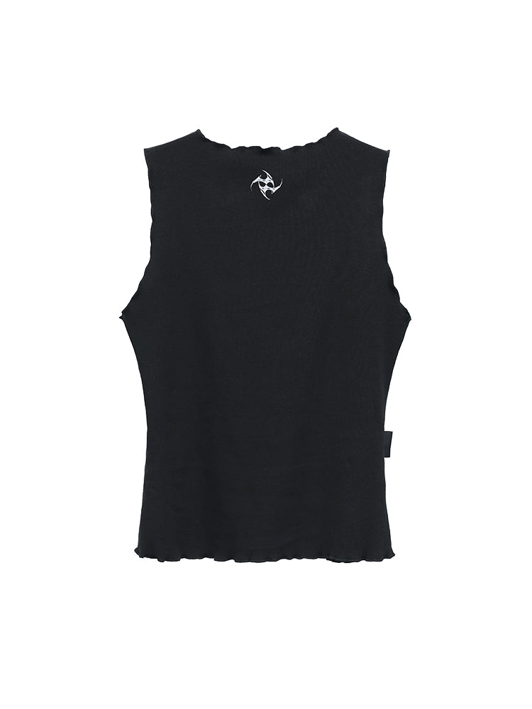 Karrcat Trashy Tank Top Japanese 2000s Black Short Tops Vintage Harajuku Sleeveless Crop Top Cyber Punk Clothes Goth Summer