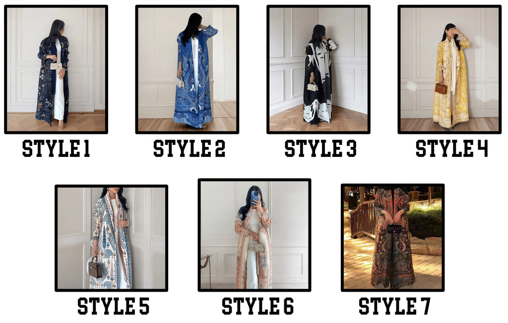 Elegant Pleated Open Front Abaya – Vintage Print Miyake Style Kimono Cardigan, Lightweight Modest Long Robe