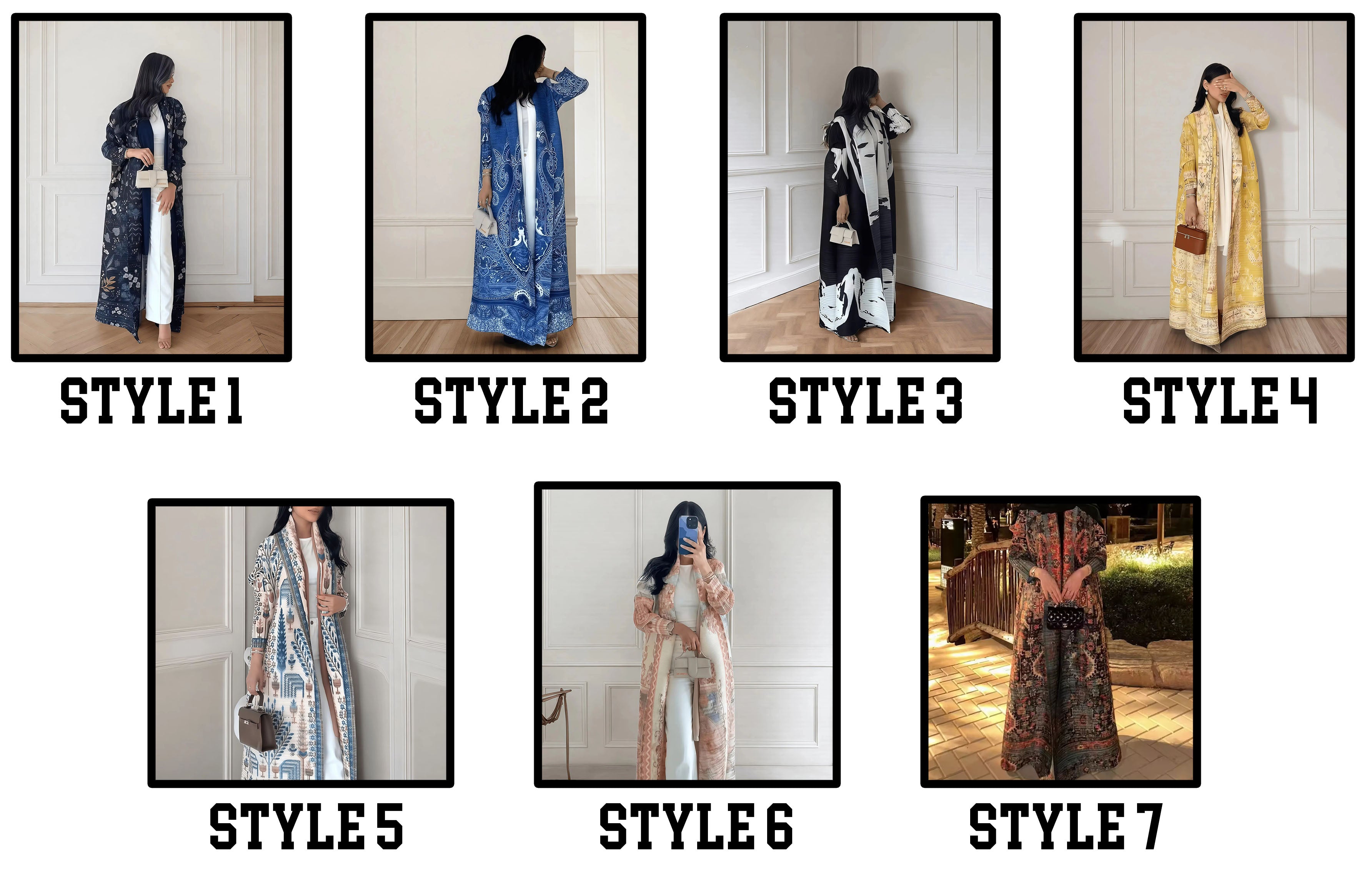 Elegant Pleated Open Front Abaya – Vintage Print Miyake Style Kimono Cardigan, Lightweight Modest Long Robe