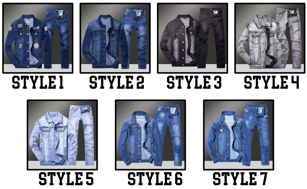 Men’s Loose Fit Denim Set – Korean Style Jacket & Jeans, Trendy Casual 2-Piece Streetwear Outfit
