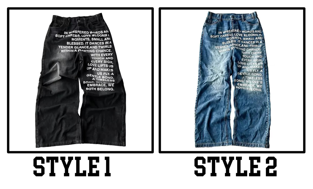 American retro patterned alphabet men jeans personalized street clothing goth men and women fashion casual pants