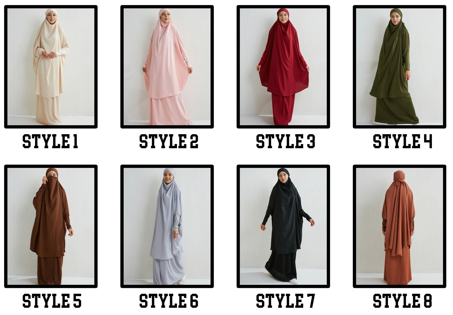 2-Piece Muslim Prayer Set – Hooded Smocked Sleeve Top & Maxi Skirt with Hijab, Modest Abaya Outfit for Women