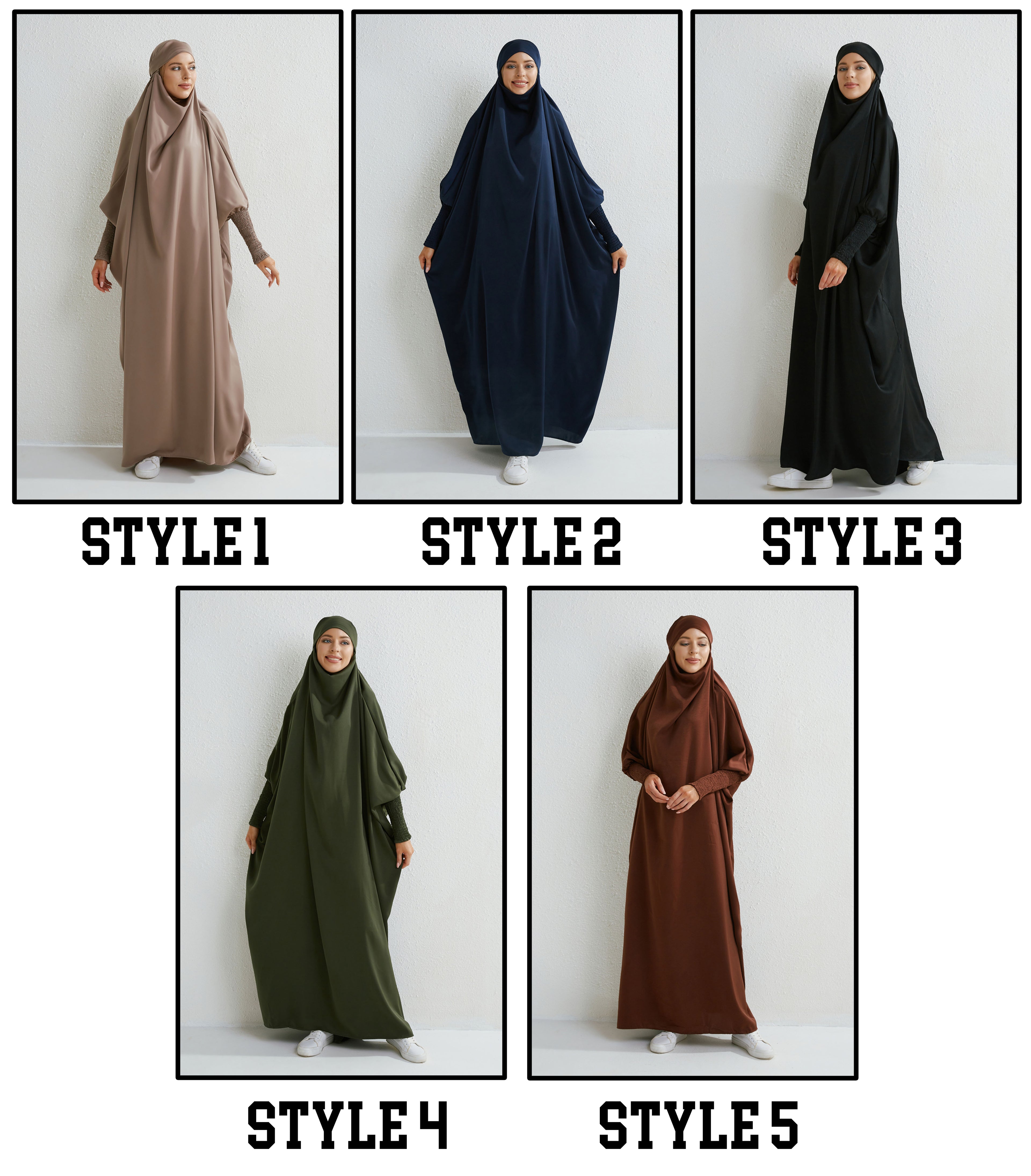 Hooded Muslim Prayer Abaya – Smocked Sleeve Jilbab Dress, Loose Modest One-Piece Islamic Robe for Women
