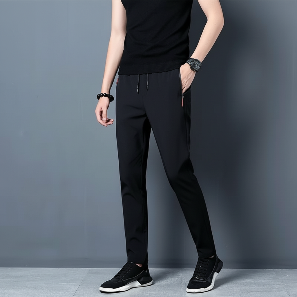 Men's Casual Pants Straight Slim Fit Elastic Waist Jogger Korean Classic Blue Black Gray Male Brand Trousers Plus Size