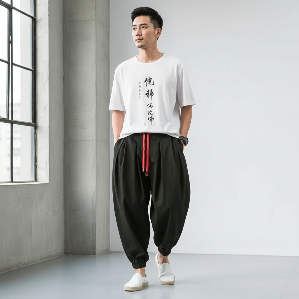 New Oversized Men Harem Pants Loose Chinese Style Cotton and Linen Sweatpants Joggers High Quality Casual Trousers Men