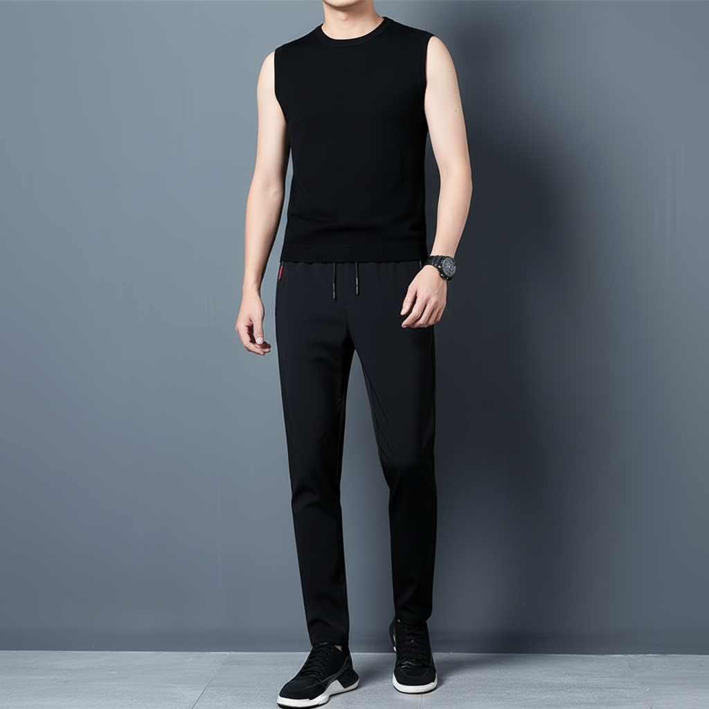 Men's Casual Pants Straight Slim Fit Elastic Waist Jogger Korean Classic Blue Black Gray Male Brand Trousers Plus Size