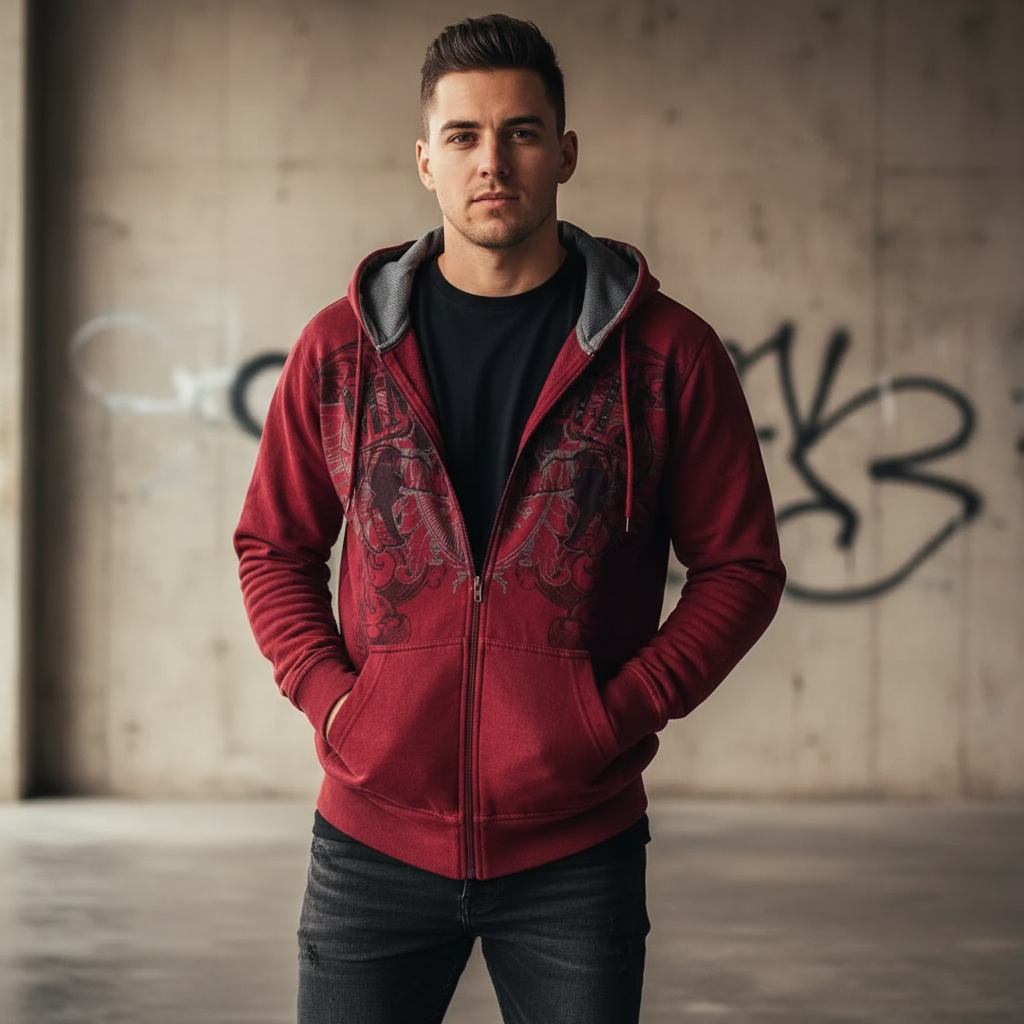 Street New Fashion Oversized Skull Print Sweater Hoodie Men Harajuku Vintage Hip Hop Popular Casual Sports Hooded Sweater