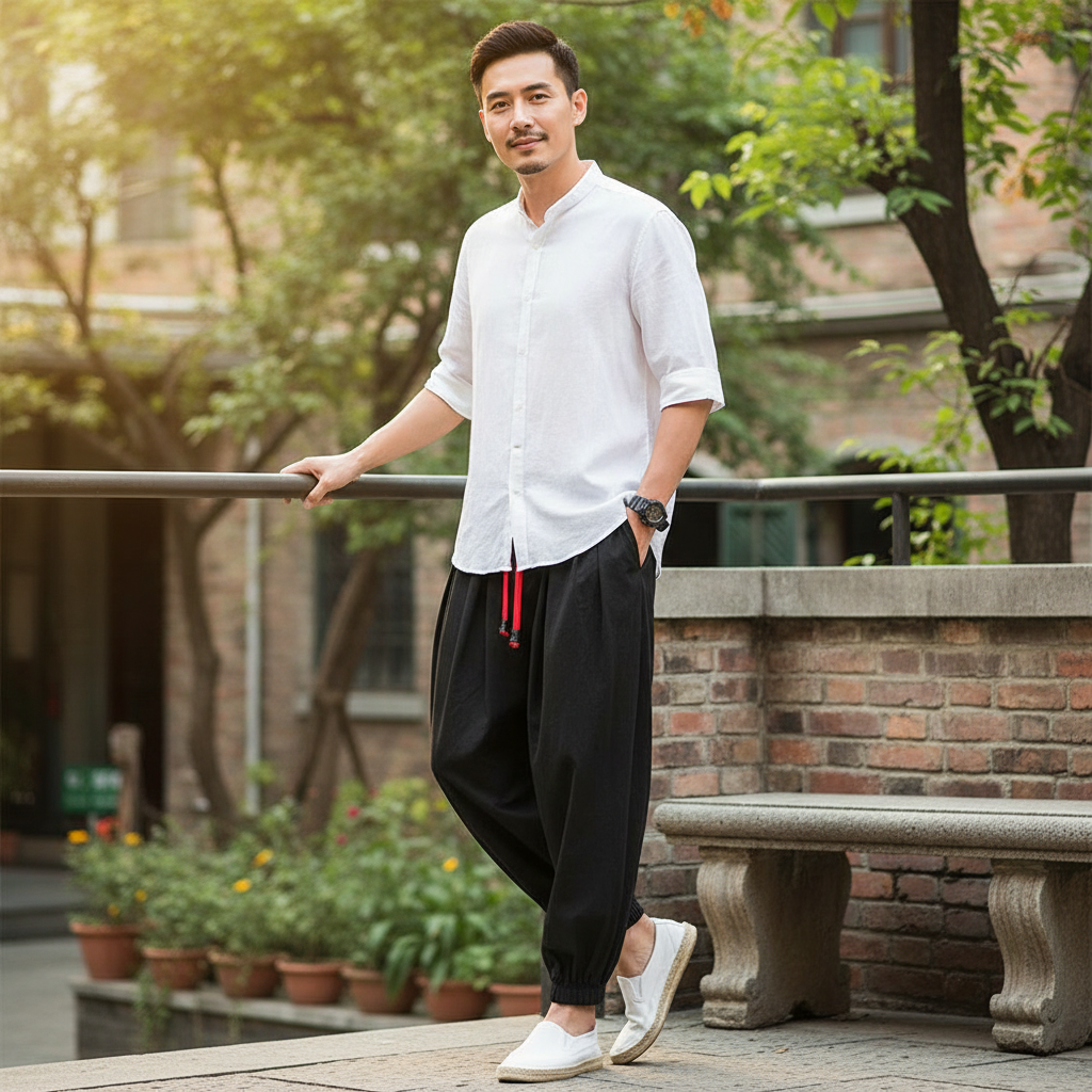 New Oversized Men Harem Pants Loose Chinese Style Cotton and Linen Sweatpants Joggers High Quality Casual Trousers Men