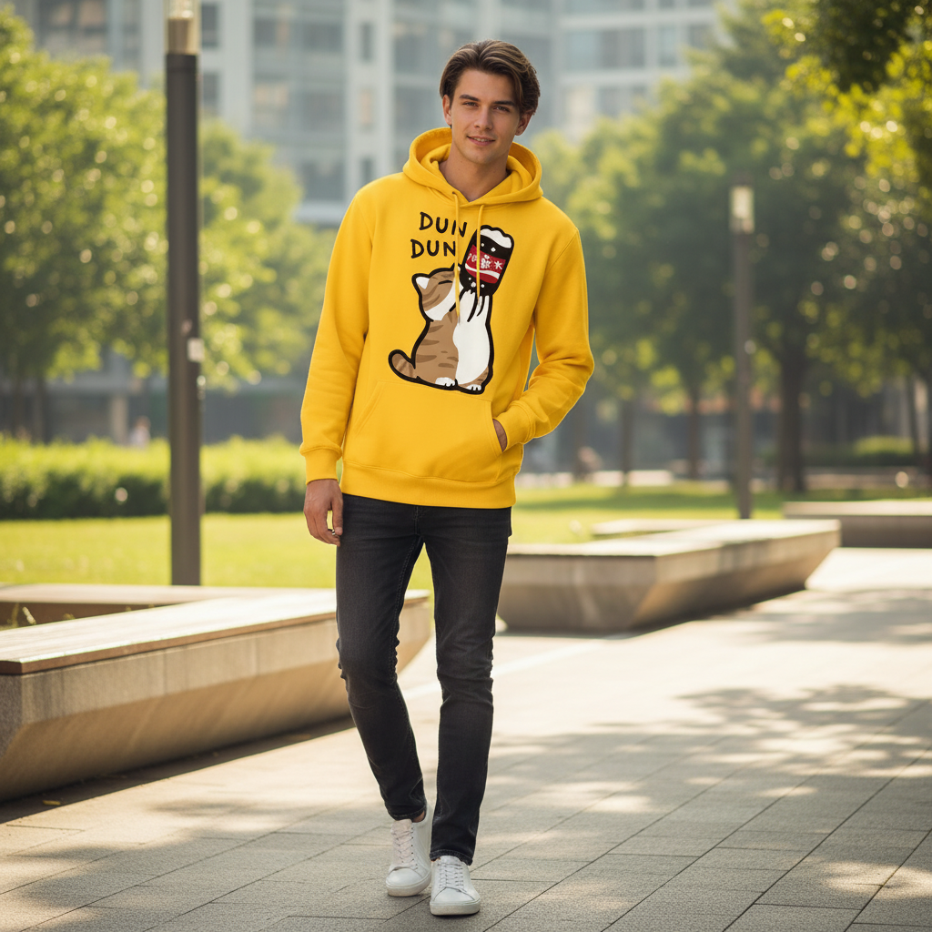 Cartoon Cat Drink Salary Increase Beverages Mens Hooded Jacket, Casual Cartoon Hoodies Pleasure Sweatshirts Home Harajuku Tops